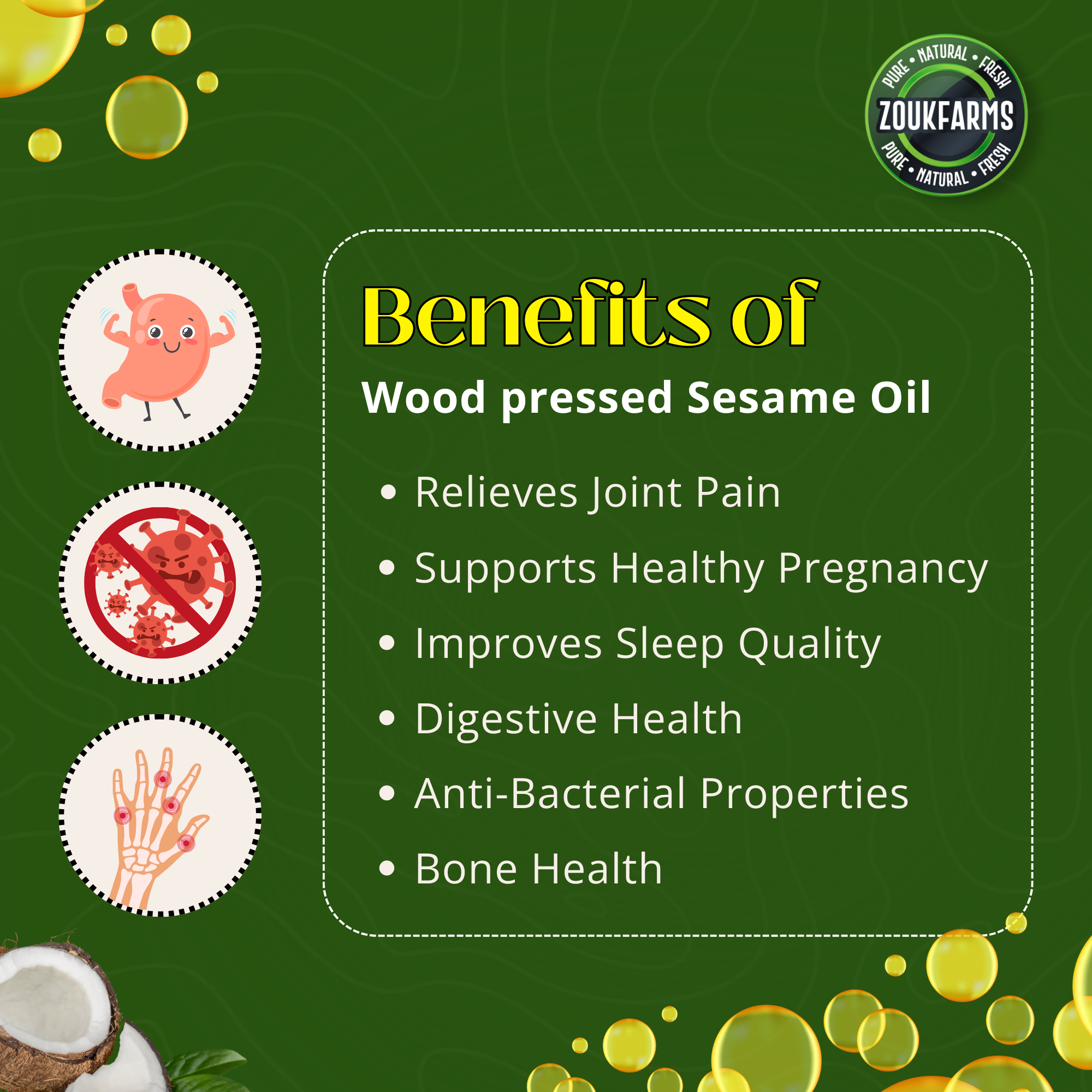 The purity of our organic Wood Pressed Oils