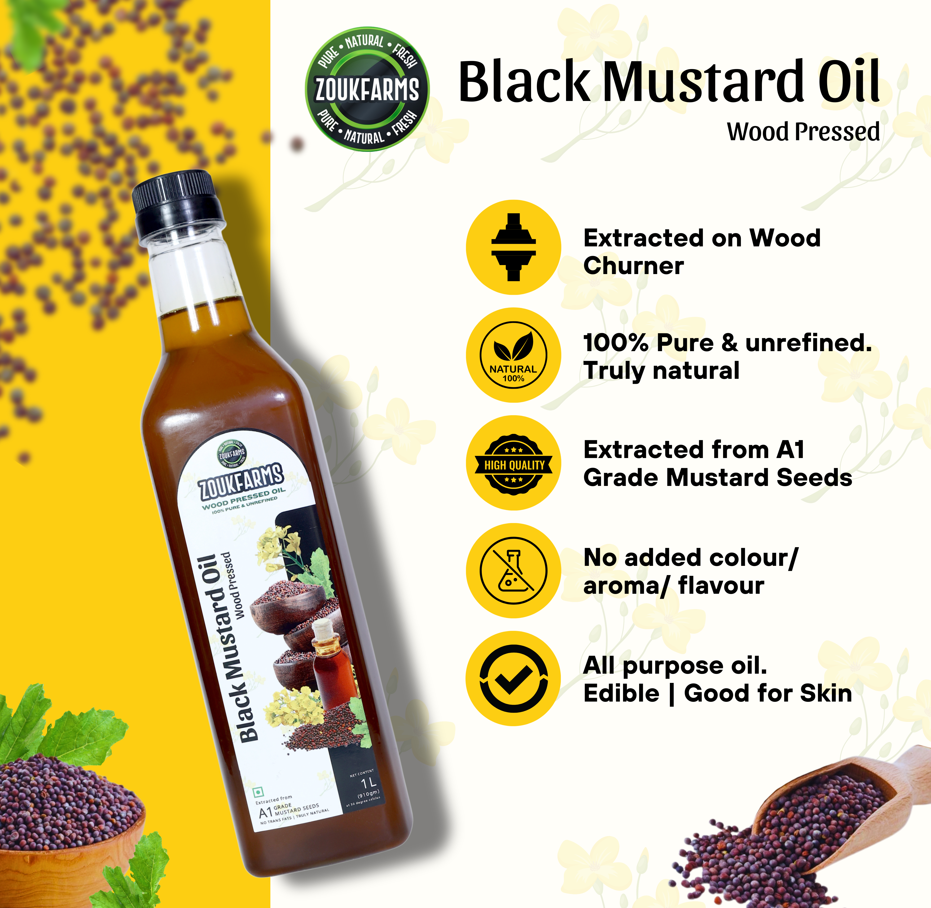 Wood pressed Black Mustard Oil